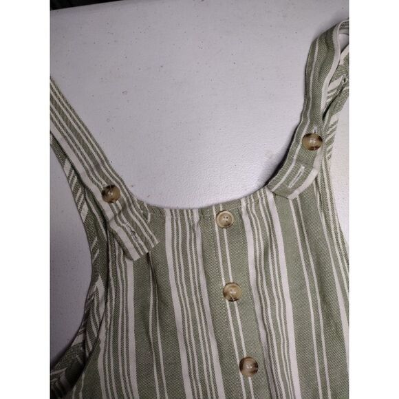 White fawn girls green‎ pinstripe romper size medium - Picture 3 of 5